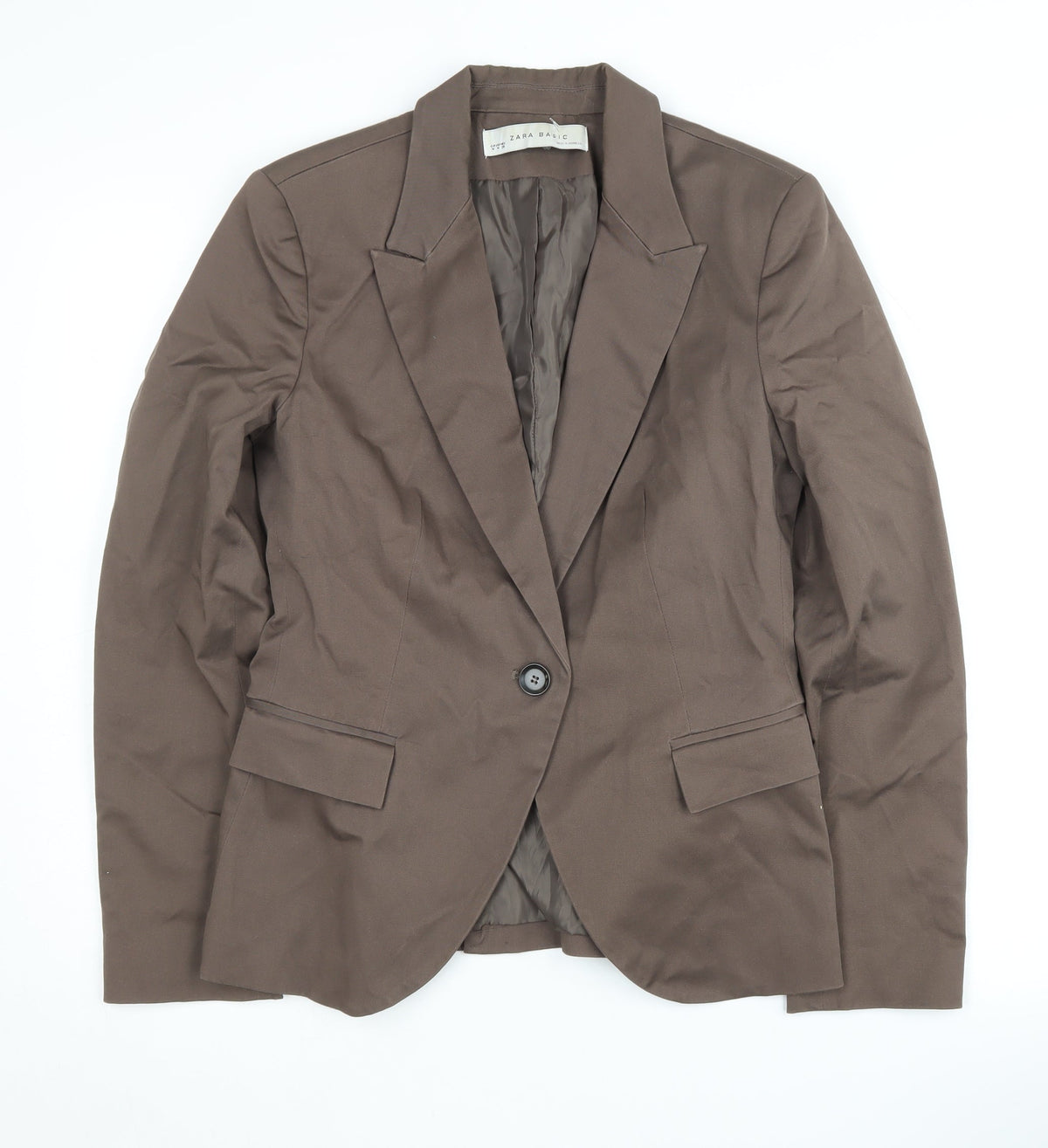 Zara Womens Brown Blazer UK 12 Regular Fit Lined