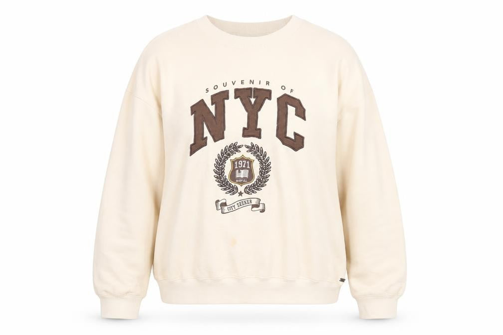 Pull&Bear Teen Beige Sweatshirt, Size 12, NYC Logo