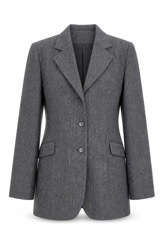 Dublin Women's Grey Single-Breasted Notch Blazer Size 12