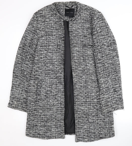 New Look Women's Black Grey Check Coat Size 10
