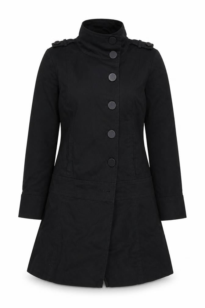New Look Women's Black Cotton Coat Size 14