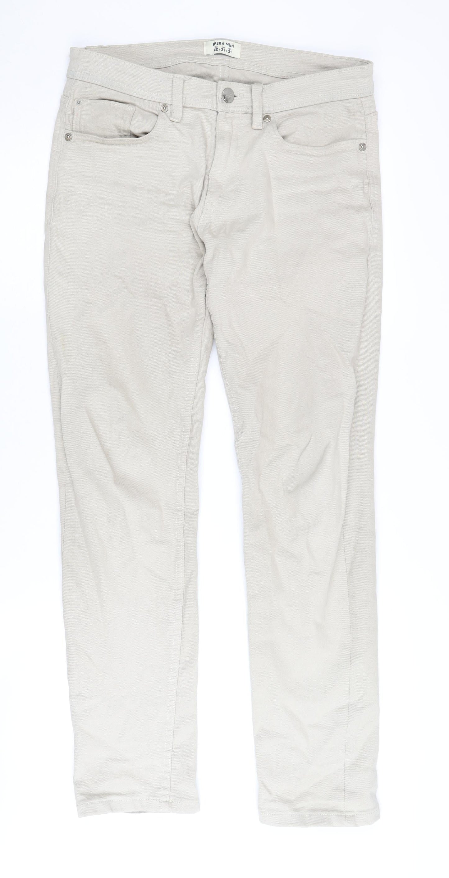 Sfera Men's Beige Straight Jeans, Size 40