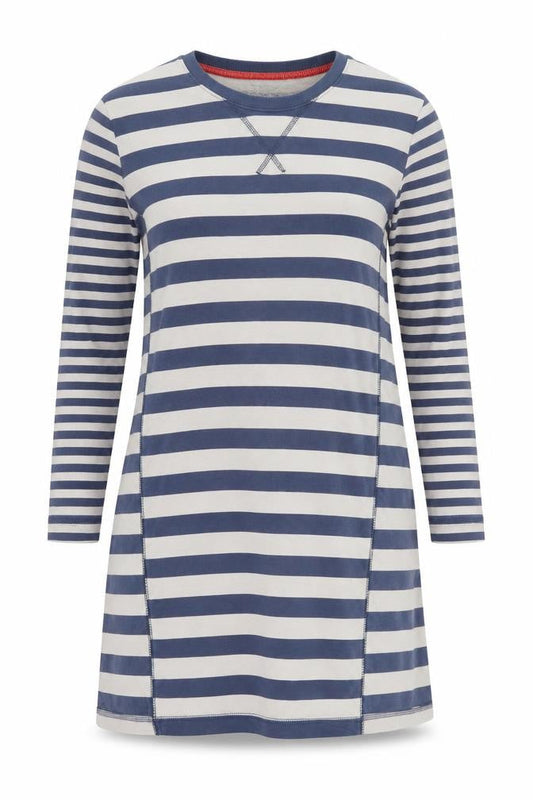 mamas & papas Women's Blue Striped T-Shirt Dress Size 12