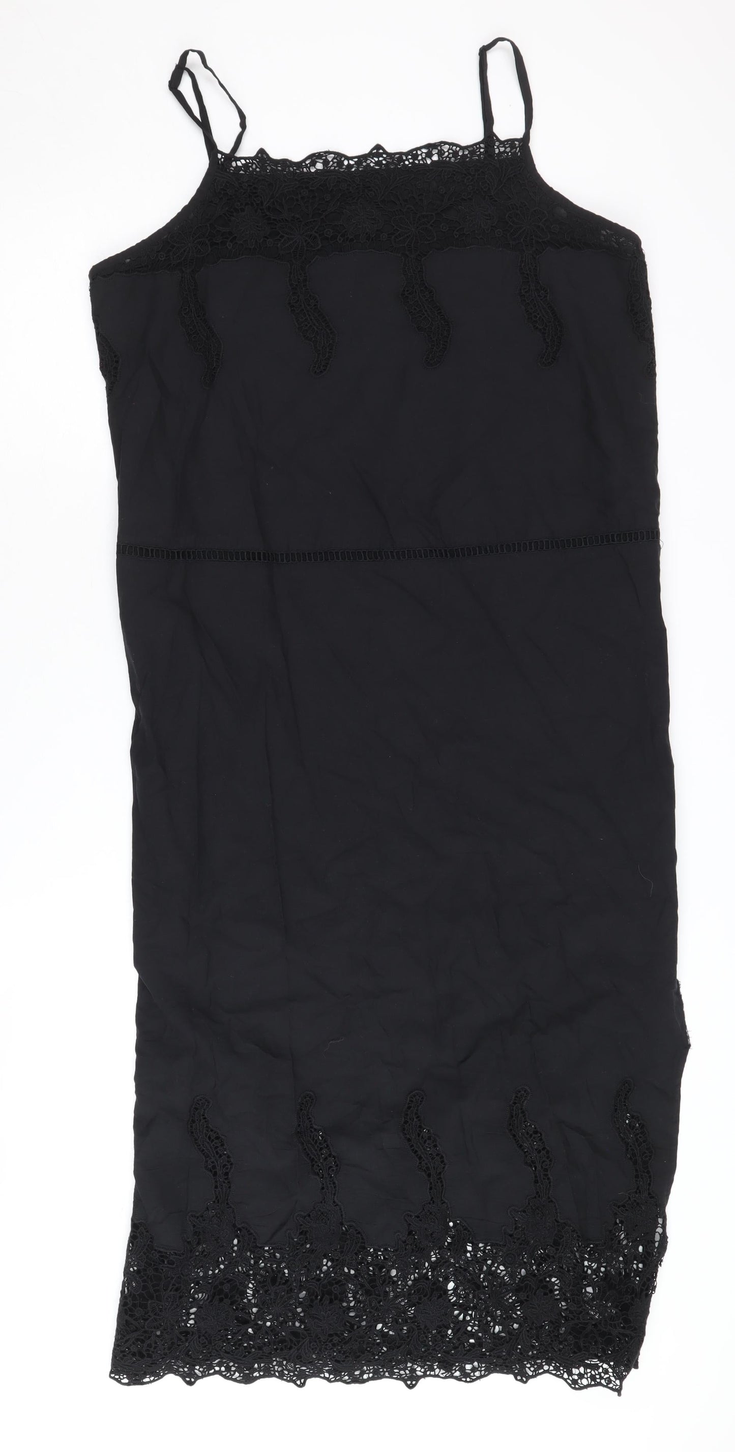 Hush Women's Black Midi Crochet Slip Dress Size 14