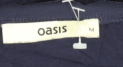 Oasis Women's Blue Sleeveless Embroidered Blouse M