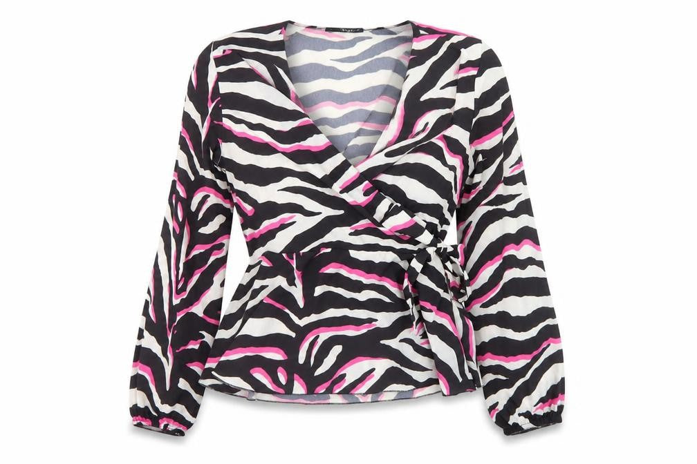 Quiz Women’s Zebra Wrap Blouse Multicoloured Size 12