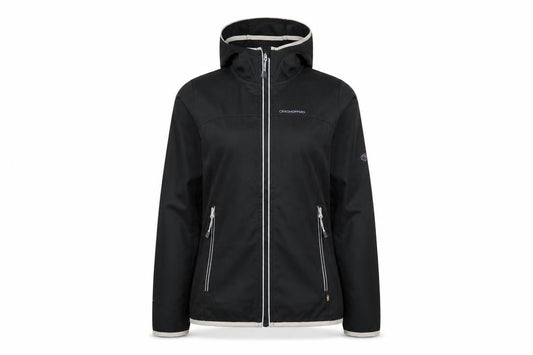 Front view of Craghoppers Women's Black Hooded Jacket, size 8