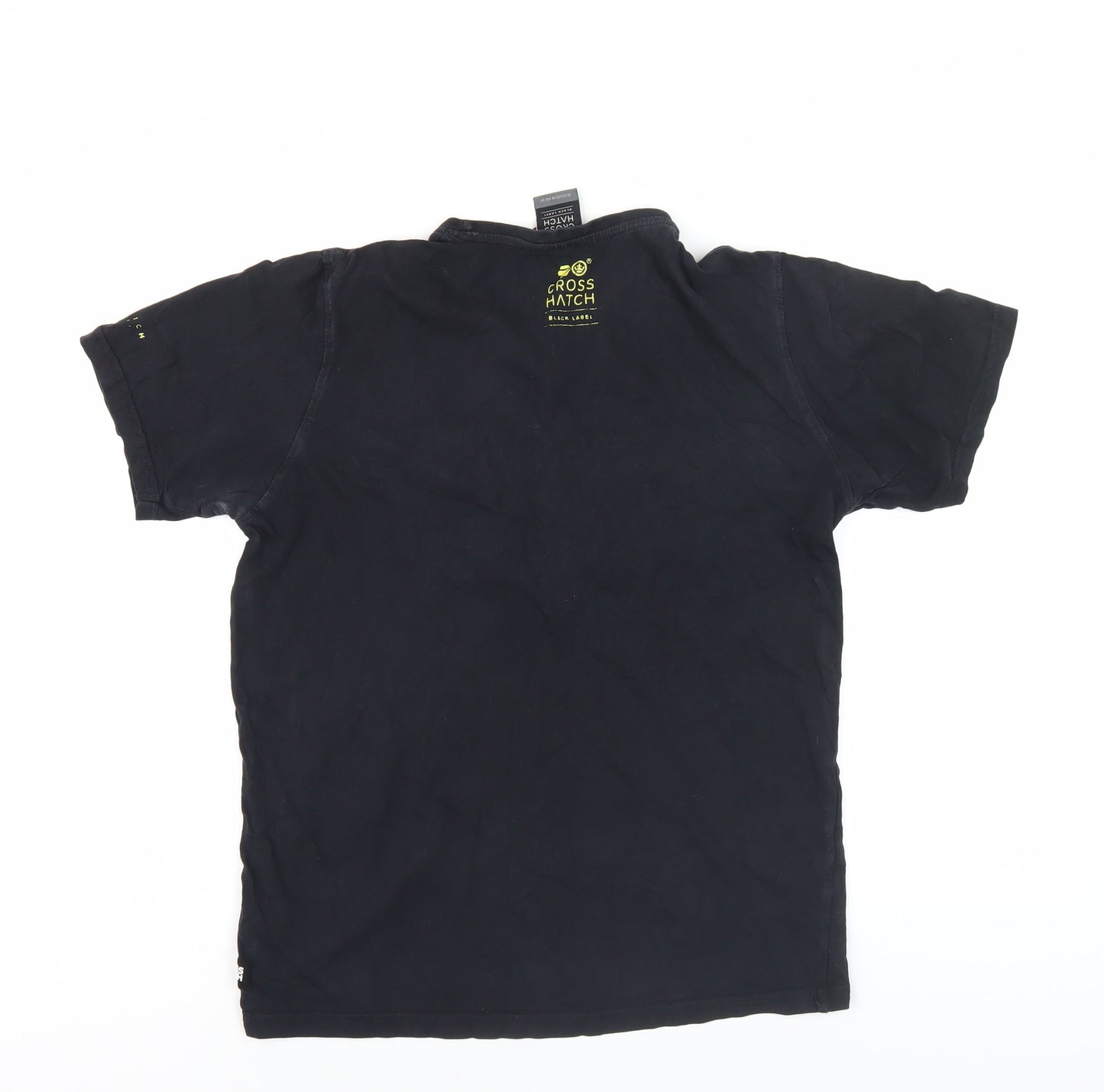 Crosshatch Men's Black Graphic T-Shirt, Size S, Logo Accent