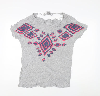 Monsoon Women's Grey Geometric T-Shirt, Size S