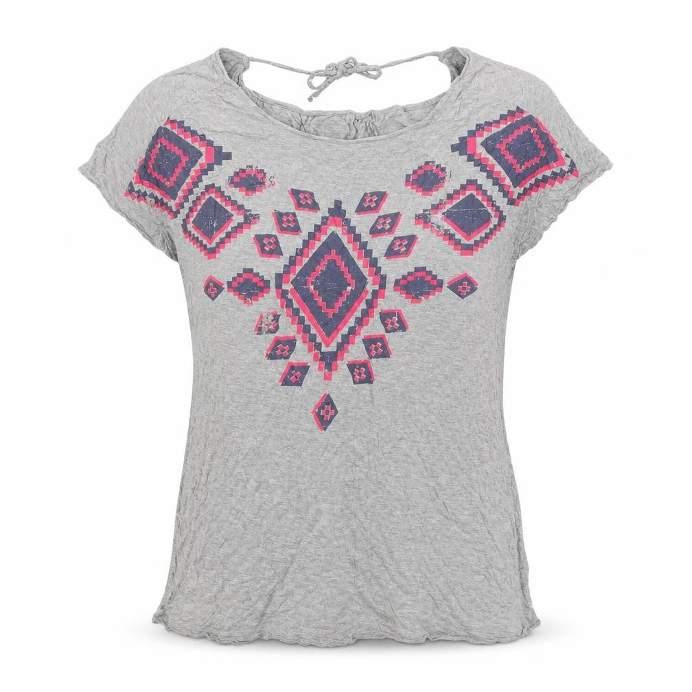 Monsoon Women's Grey Geometric T-Shirt, Size S