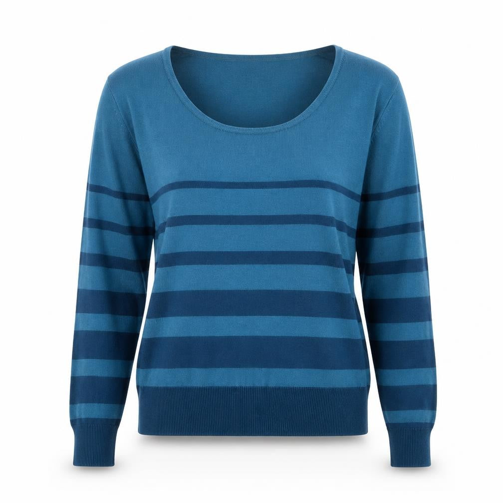 Minuet Petite Women's Blue Striped Pullover Jumper S
