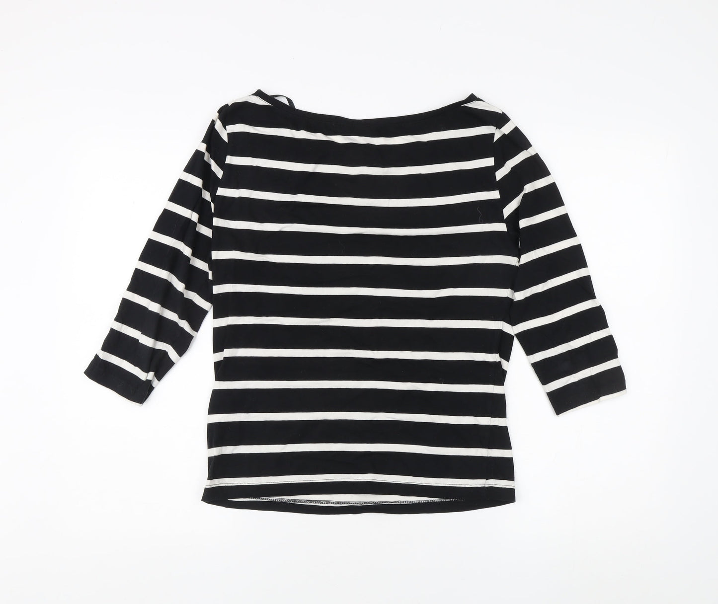 VILA Women's S Black Striped 3/4 Sleeve T-Shirt