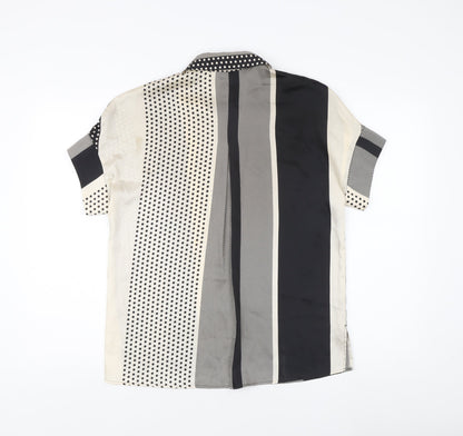 Mango Suit Women's Button-Up Shirt, Black Beige, XS