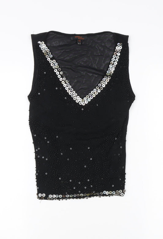 Mariella Rosati Women's Black Sequin Tank, Size 16