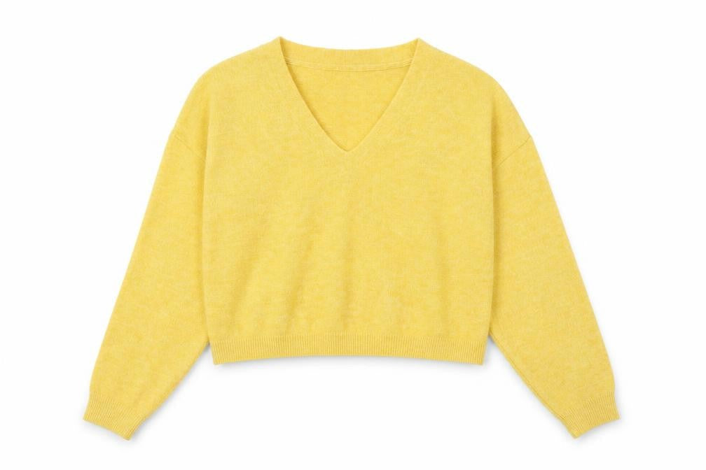 H&M Women's Yellow V-Neck Pullover Jumper, Size S