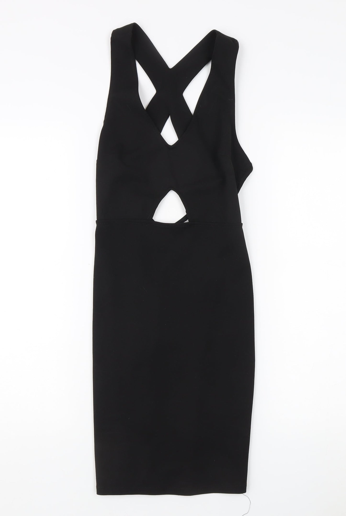 Bershka Women's Black Bodycon Dress Size 6 Party Clubwear