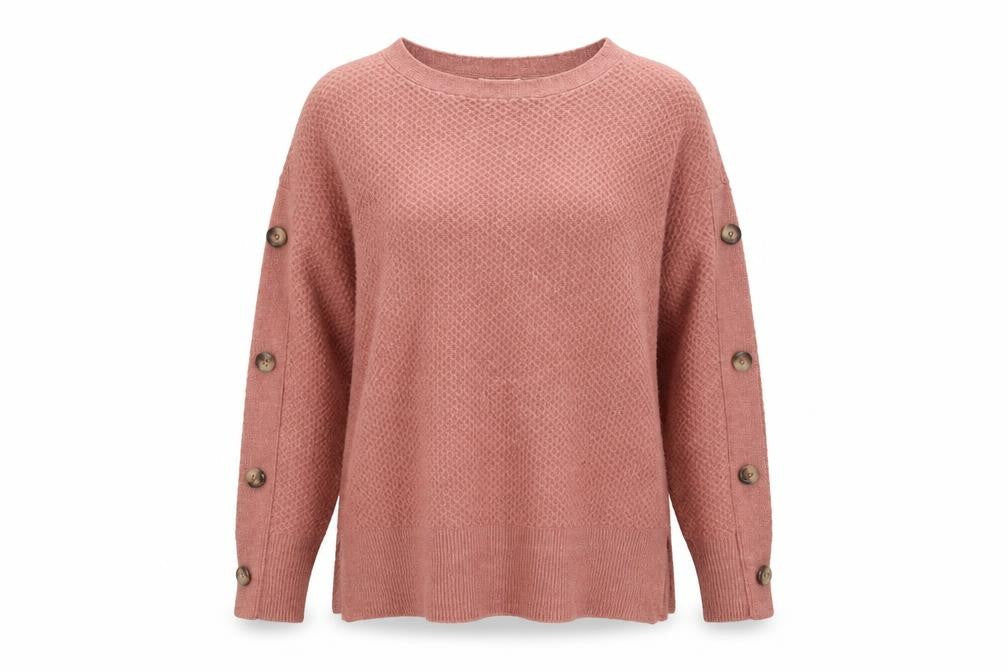 Monsoon Women's Pink Waffle-Knit Pullover Jumper M