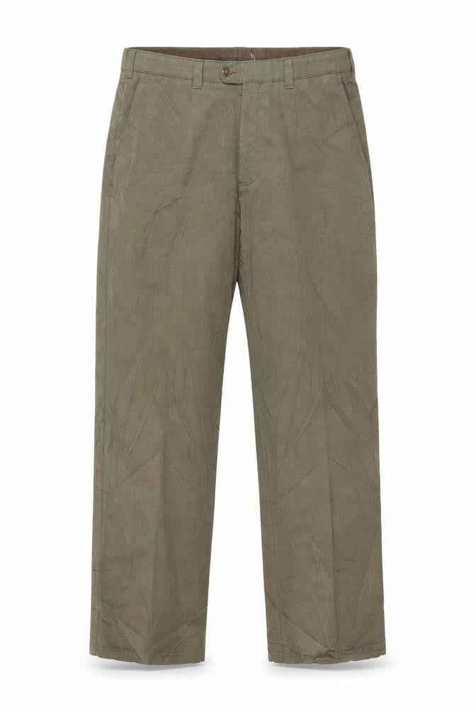 Saint Hilaire Men's Green Signature Trousers, Size 38S, Straight Leg