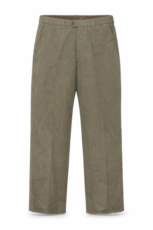 Saint Hilaire Men's Green Signature Trousers, Size 38S, Straight Leg