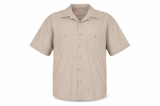 St Bernard Men's Beige Short Sleeve Button-Up Shirt L