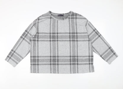 Marks & Spencer Women's Grey Plaid Jersey Top Size 18