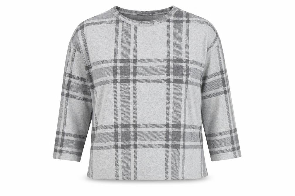 Marks & Spencer Women's Grey Plaid Jersey Top Size 18