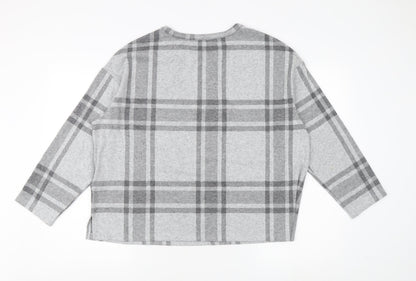 Marks & Spencer Women's Grey Plaid Jersey Top Size 18
