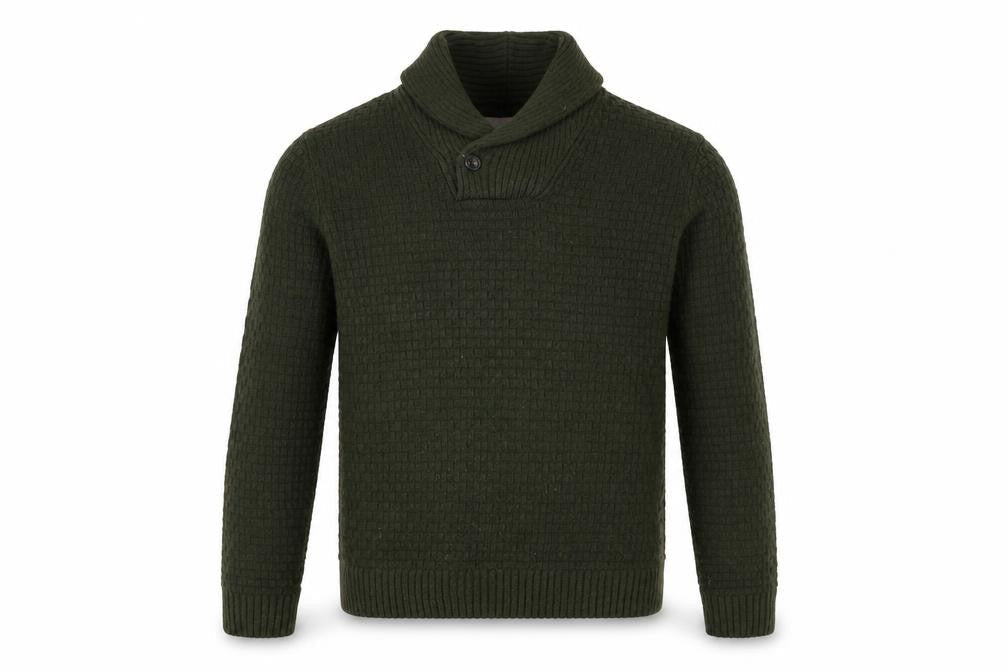 Marks & Spencer Green Mock Neck Pullover - Men's M