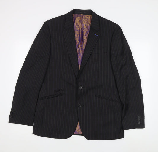 Next Men’s Black Striped Blazer 40R Notch Lapel