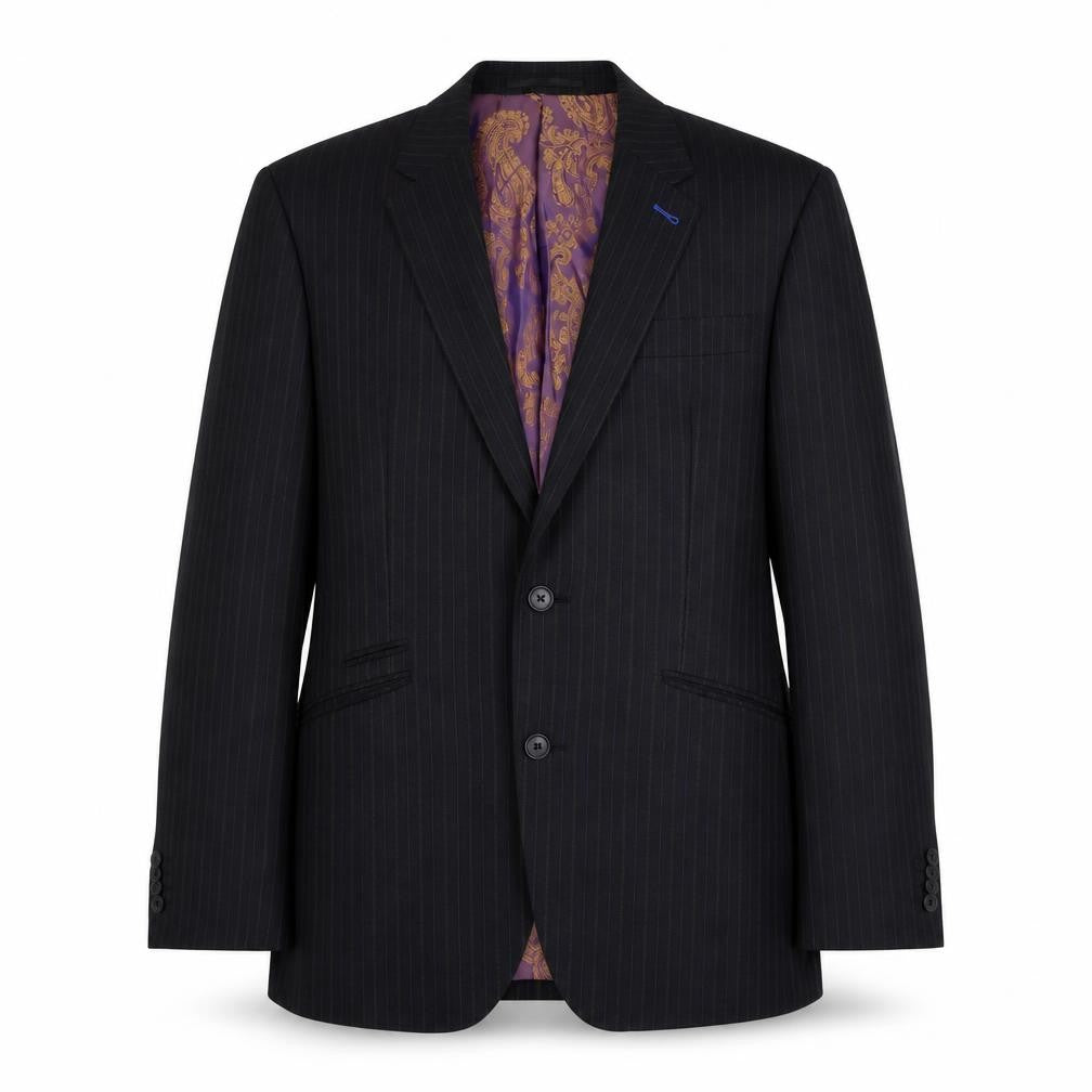 Next Men’s Black Striped Blazer 40R Notch Lapel