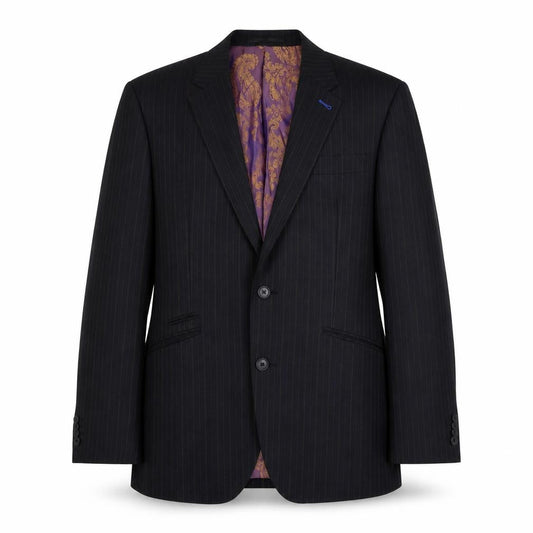 Next Men’s Black Striped Blazer 40R Notch Lapel