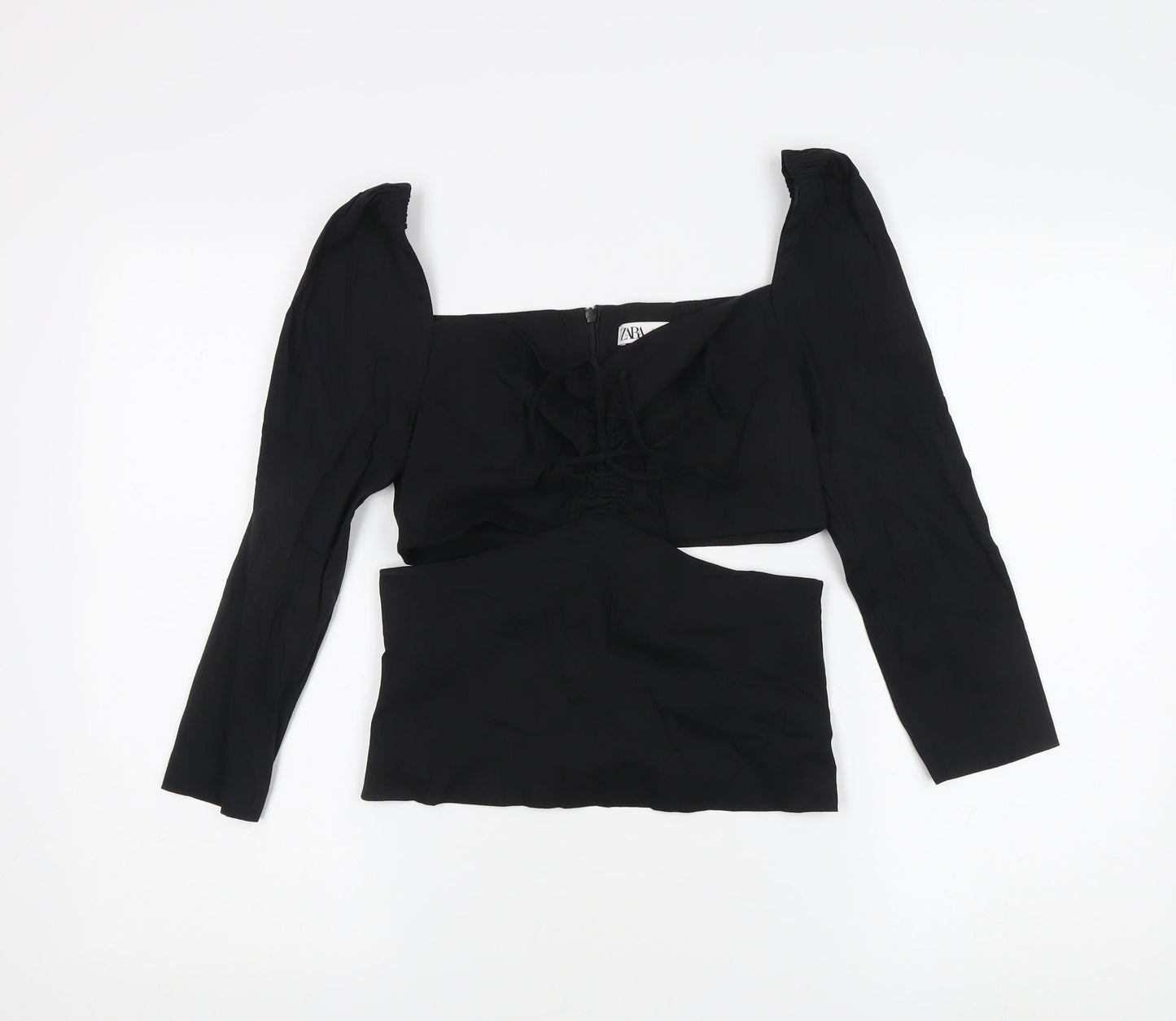 Zara Women's Black Puff Sleeve Blouse Size 10