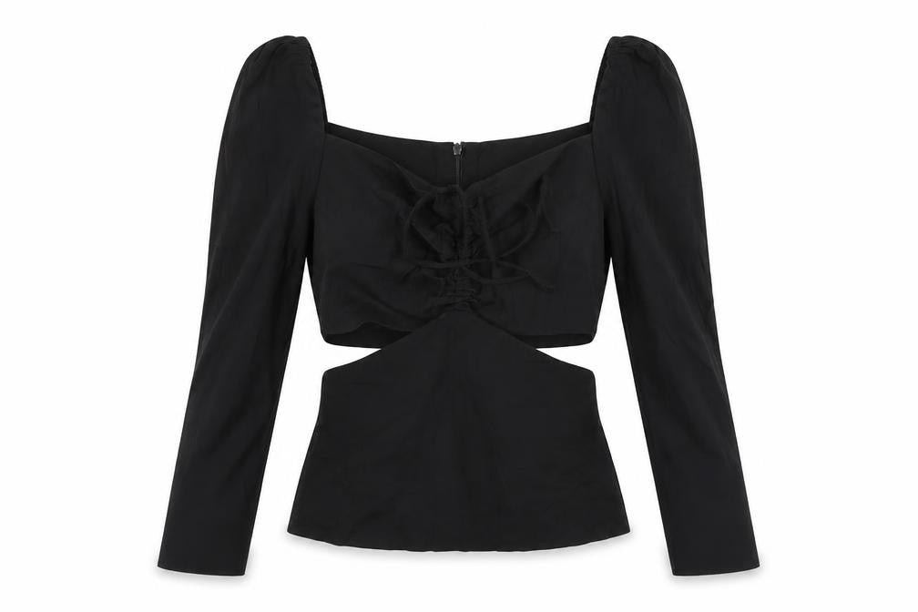 Zara Women's Black Puff Sleeve Blouse Size 10