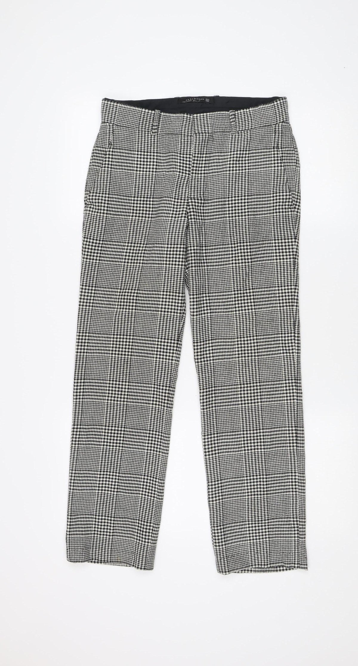 Zara Woman Black XS Trousers in Houndstooth