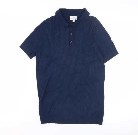Next Womens Blue Collared Knit Henley Jumper XS