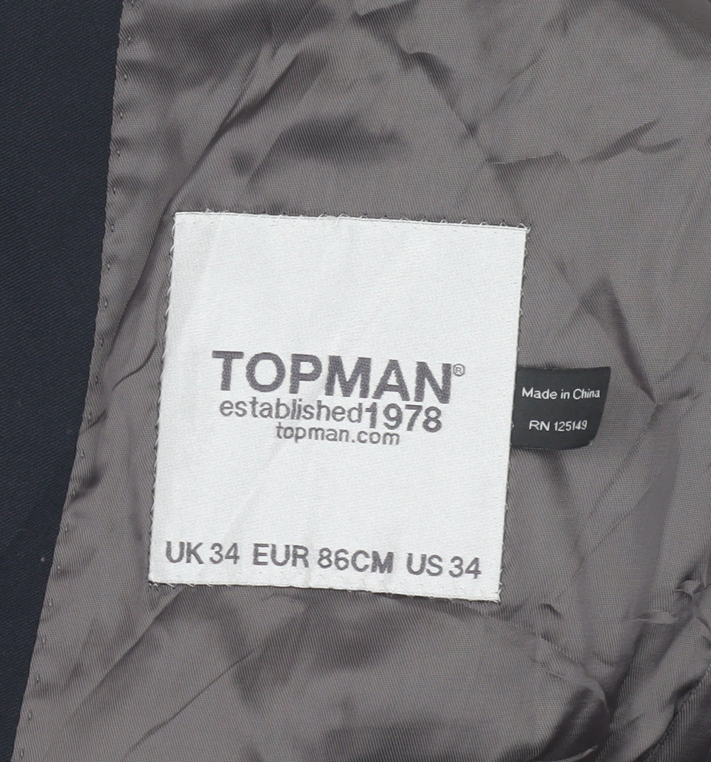 Topman Men's Slim Fit Blue Blazer Jacket, Size 34