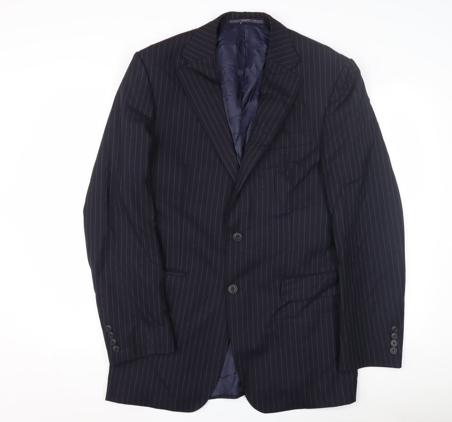 Marks and Spencer Men's Navy Striped Wool Suit Jacket 38L