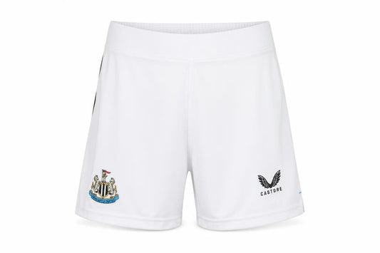 Front view of Castore boys’ white athletic football shorts, age 8-9, very good