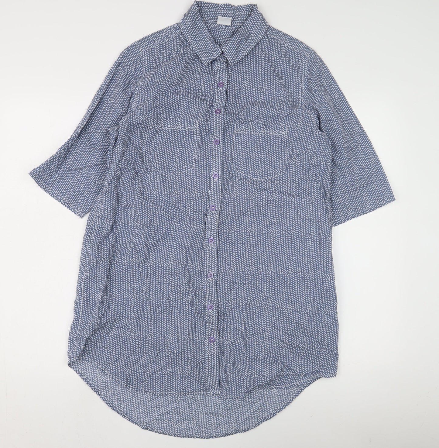 Cotton Traders Women's Blue Polka Dot Button-Up Shirt