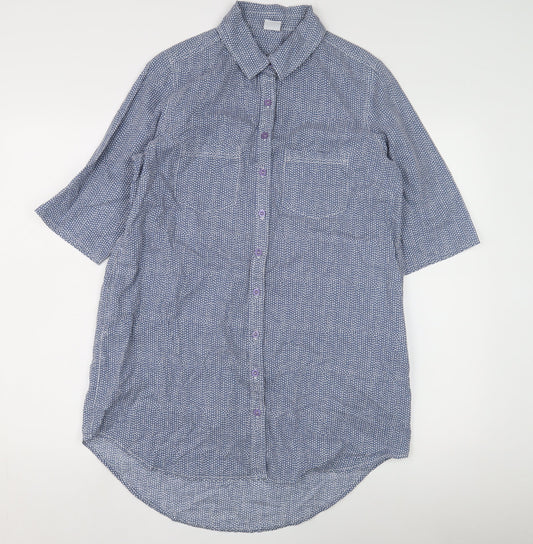 Cotton Traders Women's Blue Polka Dot Button-Up Shirt