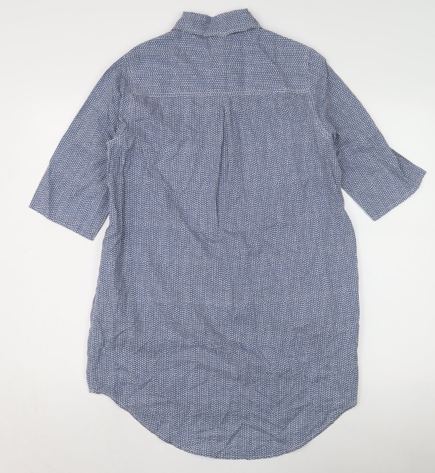 Cotton Traders Women's Blue Polka Dot Button-Up Shirt