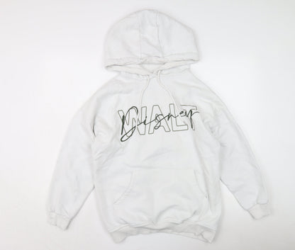 Disney Womens White Pullover Hoodie S, Graphic Print