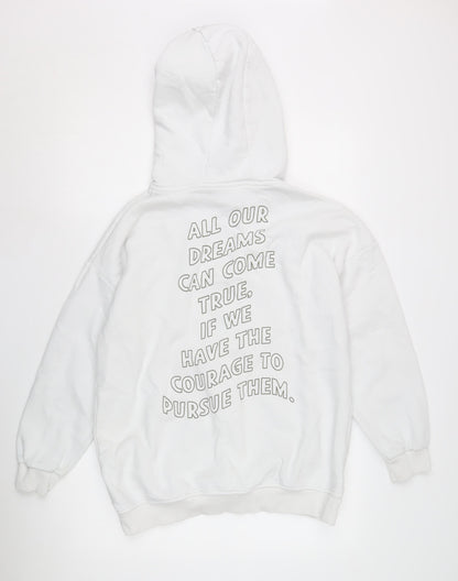 Disney Womens White Pullover Hoodie S, Graphic Print
