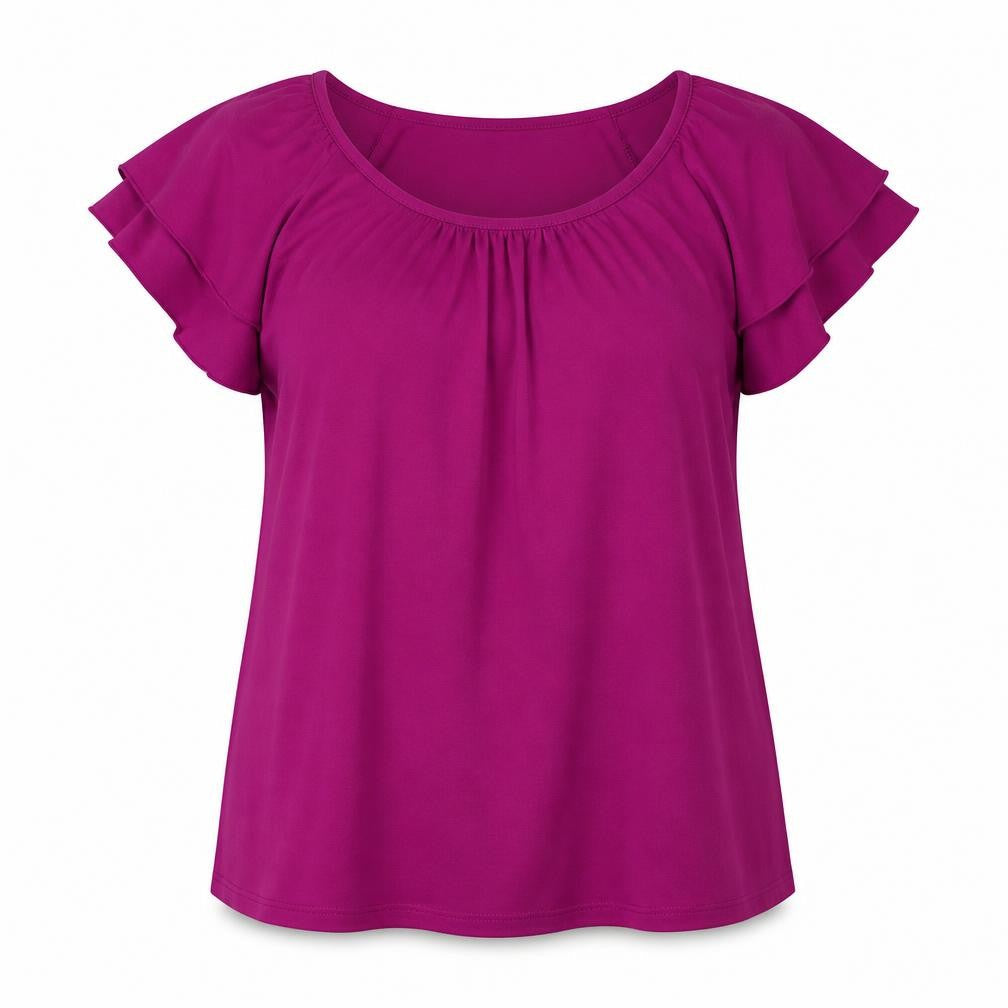 Ann Harvey Women's Purple Top, Size 2, Flutter Sleeves