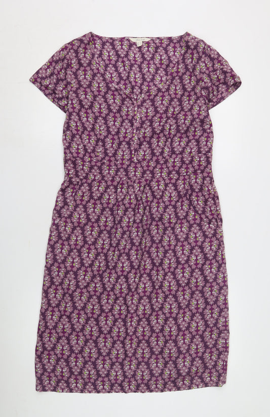 Vera Trip Women's Purple Floral Knee Length Shift Dress