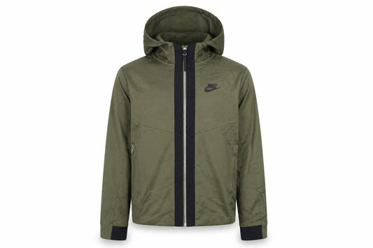 Front view of Nike boys’ green full zip hoodie m - casual sportswear