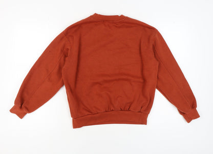 Bershka Women's Orange Pullover Sweatshirt S