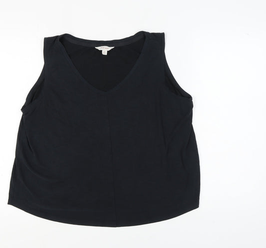 Per Una Women's Black Tank, Size 18, V-Neck, Cotton Blend