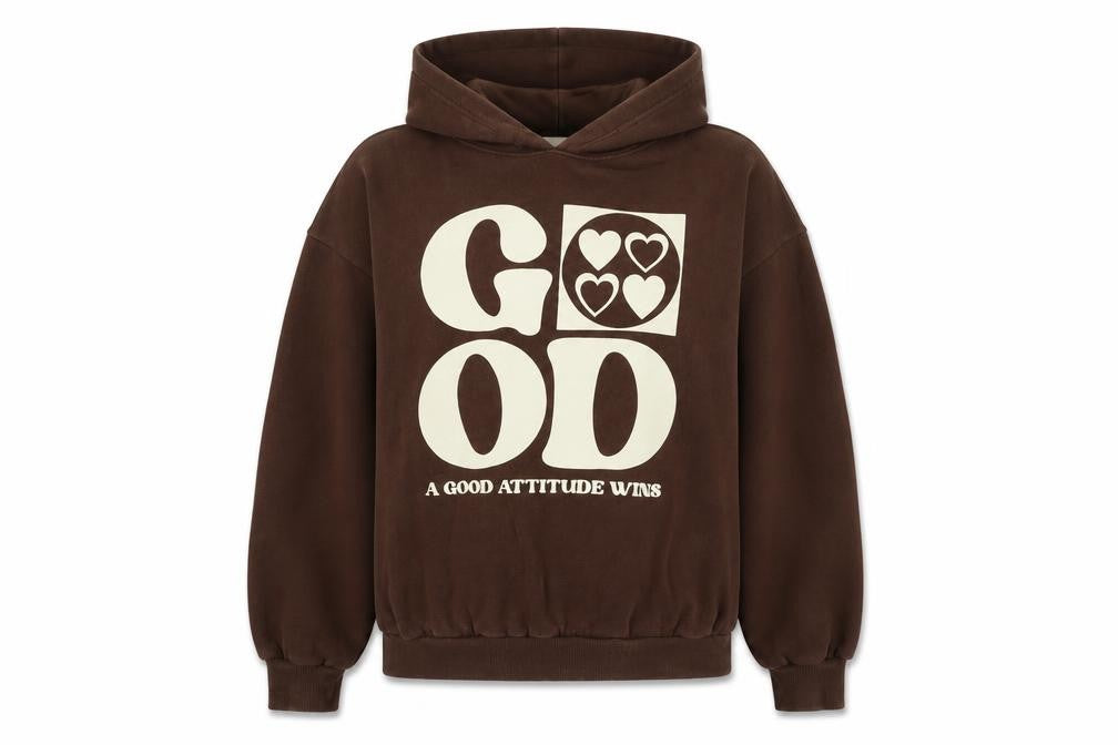 Pull&Bear Unisex Brown Graphic Hoodie M, Casual Style