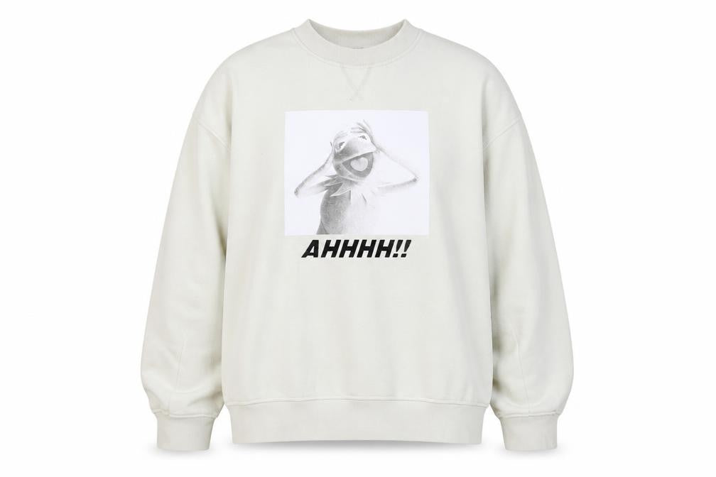 H&M Unisex White Graphic Sweatshirt, Size 12 Pullover